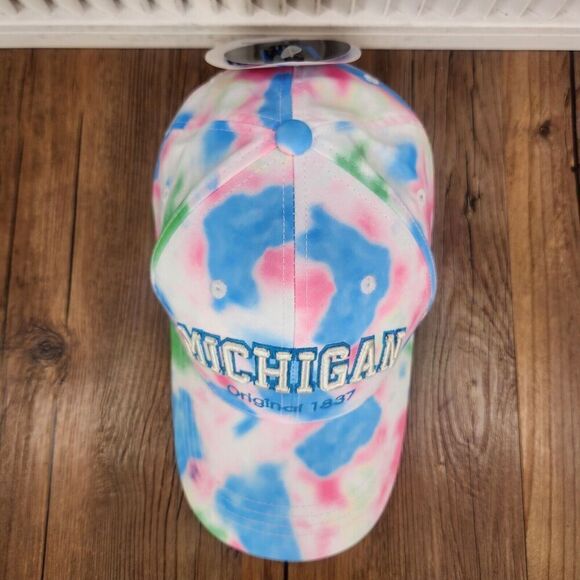 Robin Ruth Michigan Bubble Gum Tie Dye Hat Cap Blue Pink Colorful Pastels Design - Picture 7 of 10